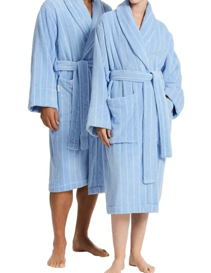 Sheridan Aven Australian Cotton Stripe Robe in Skylight