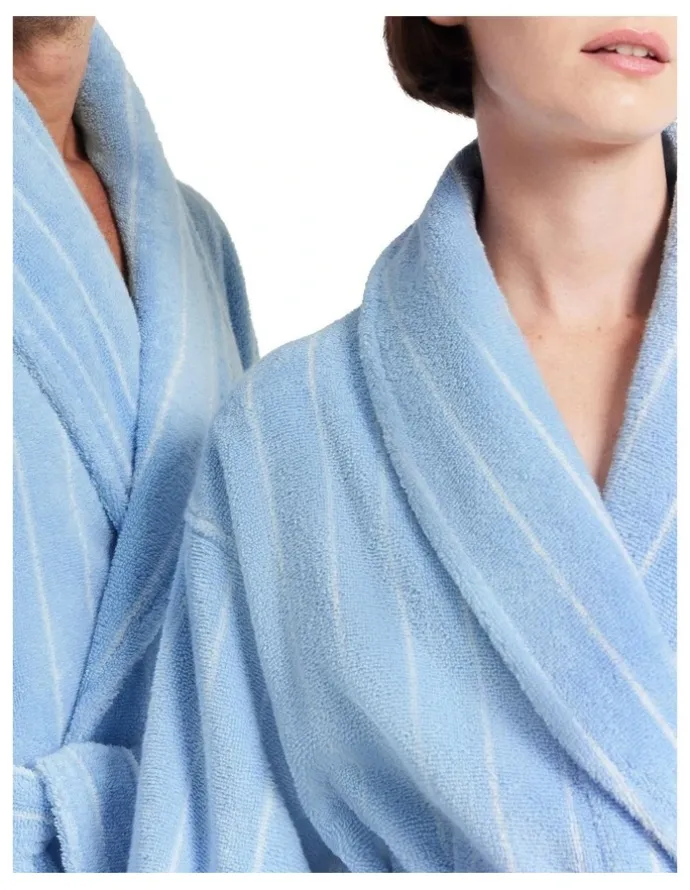 Sheridan Aven Australian Cotton Stripe Robe in Skylight