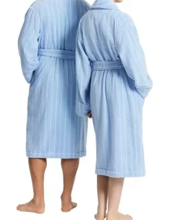 Sheridan Aven Australian Cotton Stripe Robe in Skylight