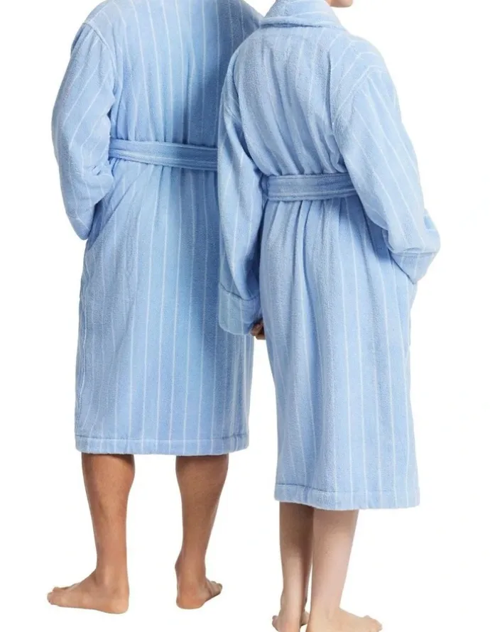 Sheridan Aven Australian Cotton Stripe Robe in Skylight