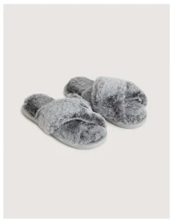 Sheridan Carlson Faux Fur Slipper in Smoke