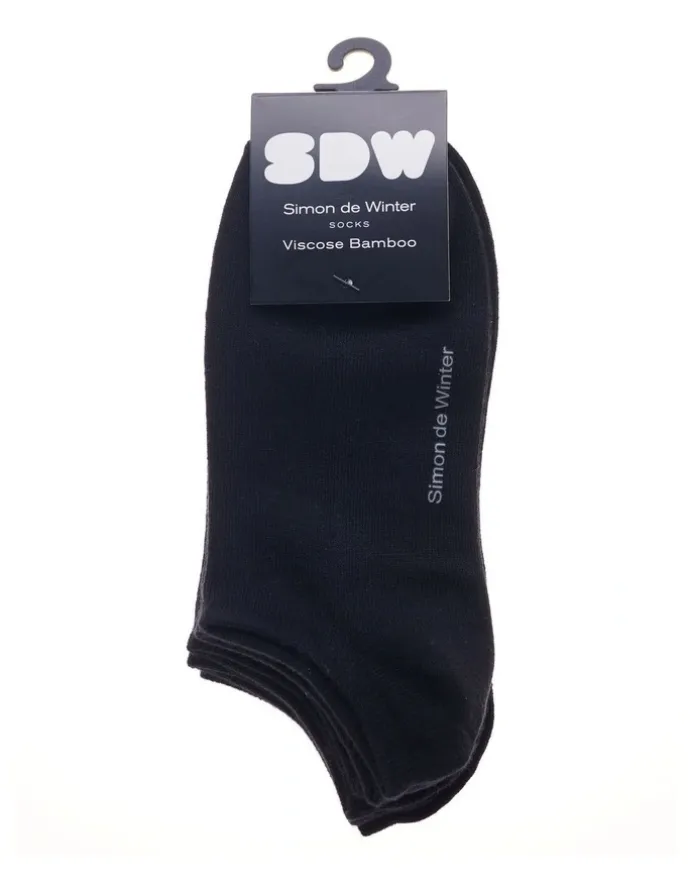 Simon De Winter 3 Pack Bamboo Low Cut Socks in Black