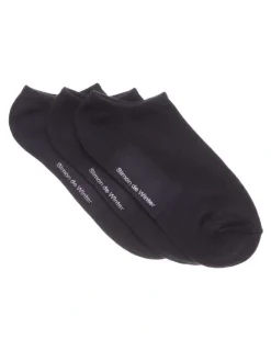 Simon De Winter 3 Pack Bamboo Low Cut Socks in Black