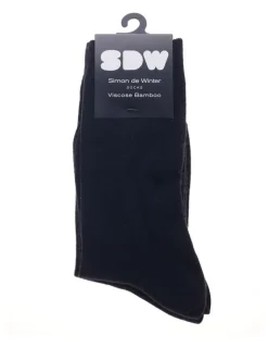 Simon De Winter 2 Pack Bamboo Comfort Crew Length Socks in Black