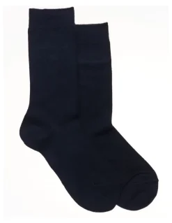 Simon De Winter 2 Pack Bamboo Comfort Crew Length Socks in Black