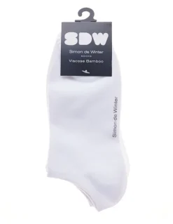 Simon De Winter 3 Pack Bamboo Low Cut Socks in White