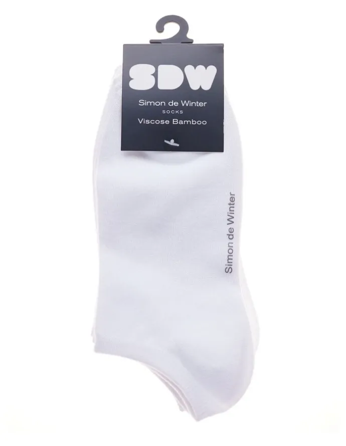 Simon De Winter 3 Pack Bamboo Low Cut Socks in White