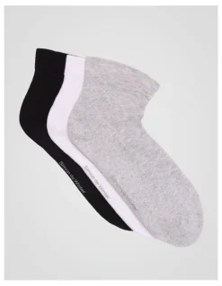 Simon De Winter 3 Pack Circulation Quarter Crew Socks in Grey, White, and Black