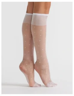 Simon De Winter 3 Pack Spot 15D Soft Comfort Top Band Knee Hi Socks in Multi