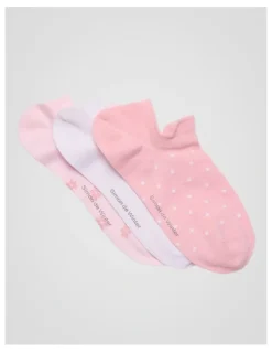 Simon De Winter 3 Pack Spot Invisible Socks with Tab in Soft Pink, White and Pale Primrose