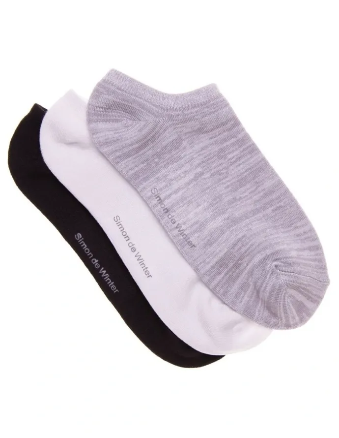 Simon De Winter Bamboo Low Cut Socks 3 Pack in Multi