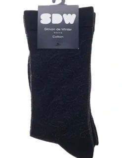 Simon De Winter Cotton Circulation Crew Socks 2 Pack in Black