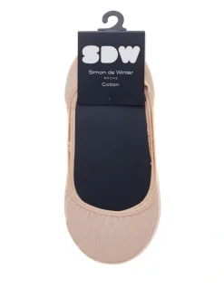 Simon De Winter Cotton Invisible Liner Socks 2 Pack in Beige