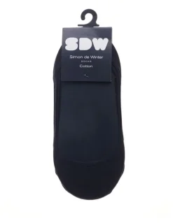 Simon De Winter Cotton Invisible Liner Socks 2 Pack in Black
