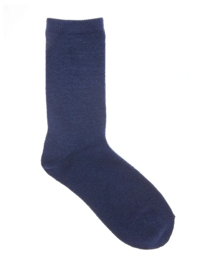 Simon De Winter Crew Length Contain Wool Socks 1 Pair in Blue