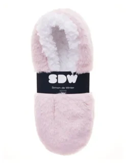 Simon De Winter Fluffy Slipper Socks 1 Pack in Dusty Blush