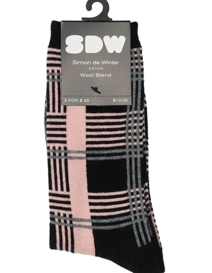 Simon De Winter Modern Wool Crew Socks 1 Pack in Black