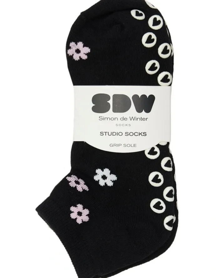 Simon De Winter Patterned Grip Sole Low Cut Socks 3 Pack in Multi