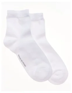 Simon De Winter Plain Half Crew Socks 2 Pack in White