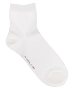 Simon De Winter Plain Half Crew Socks 2 Pack in White