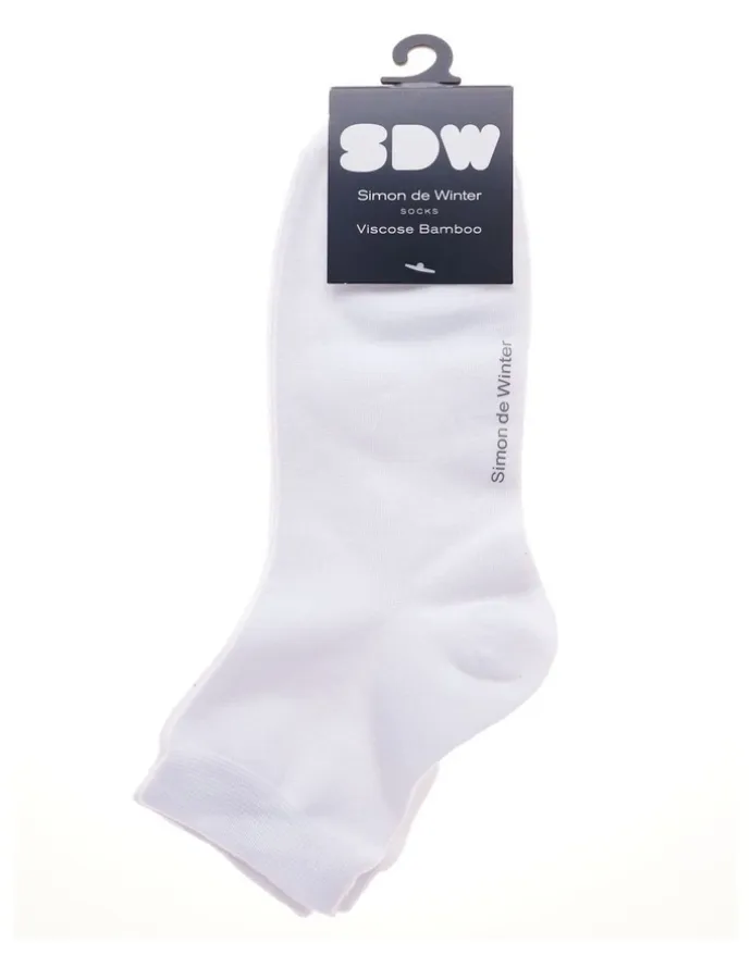 Simon De Winter Plain Half Crew Socks 2 Pack in White