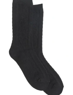 Simon De Winter Textured Diamonds Wool Crew Socks 1 Pack in Black