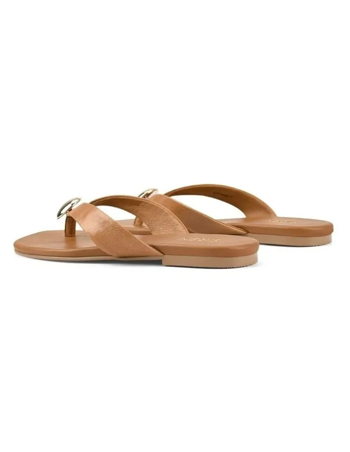 Siren Evie Strappy Flat Sandals in Tan Leather