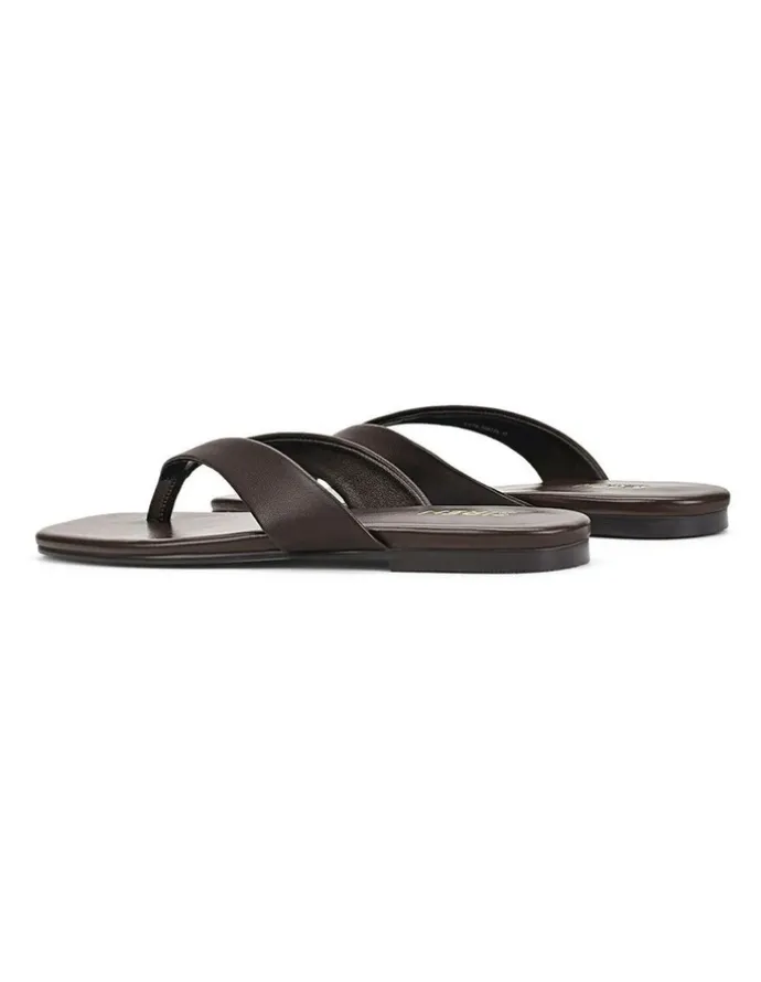 Siren Evita Leather Flat Thongs in Chocolate Brown