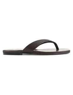 Siren Evita Leather Flat Thongs in Chocolate Brown