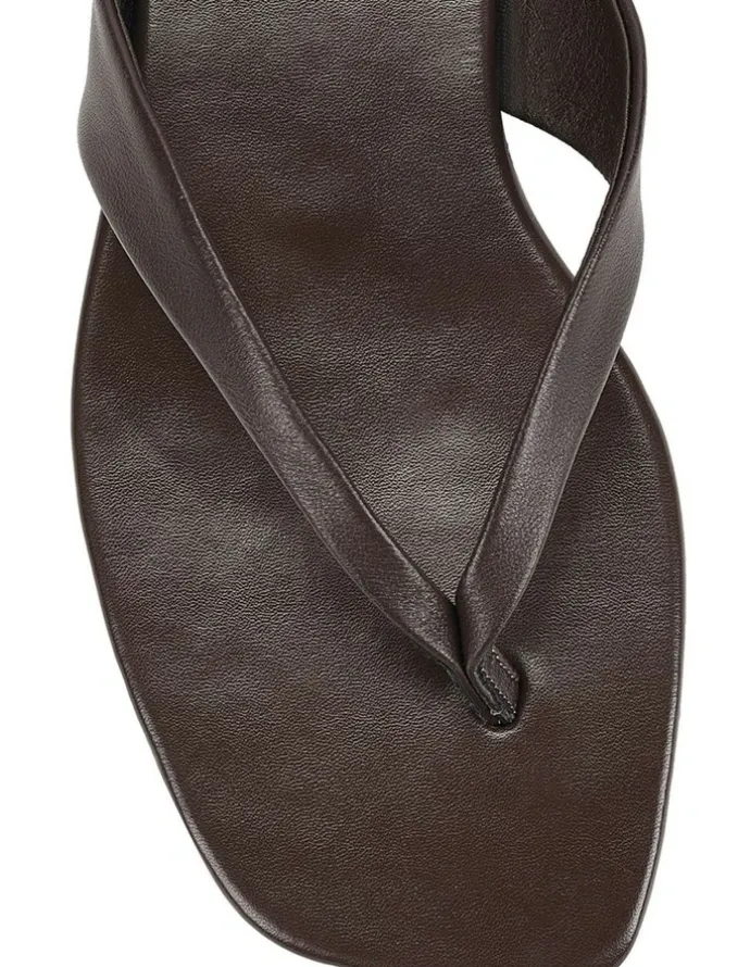 Siren Evita Leather Flat Thongs in Chocolate Brown