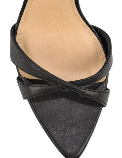 Siren Maggie Strappy Wedges - Black Leather