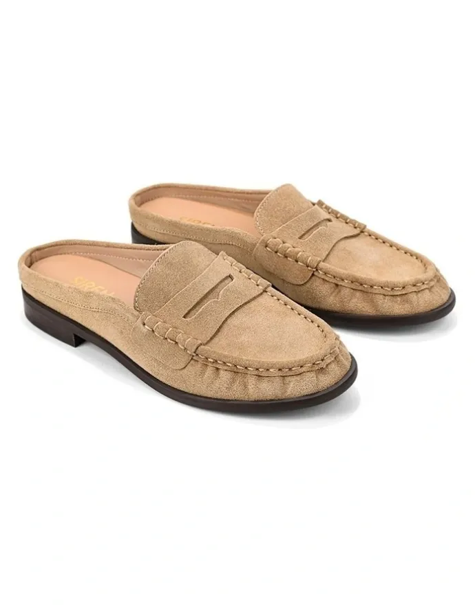 Siren Parker Loafer Mules - Taupe Suede