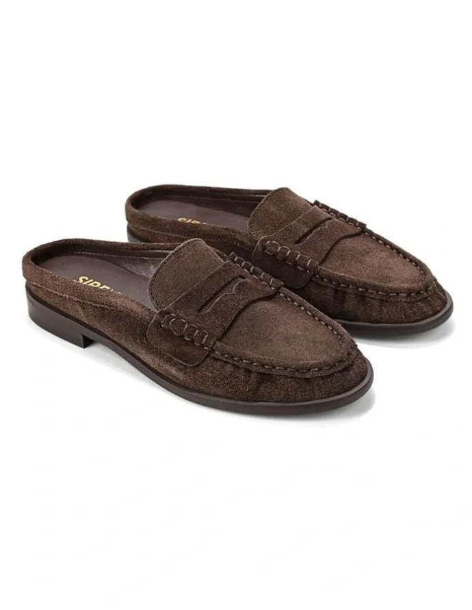 Siren Parker Loafer Mules - Chocolate Brown Suede