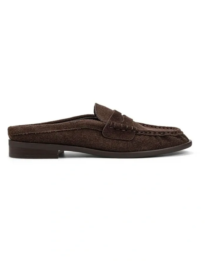 Siren Parker Loafer Mules - Chocolate Brown Suede