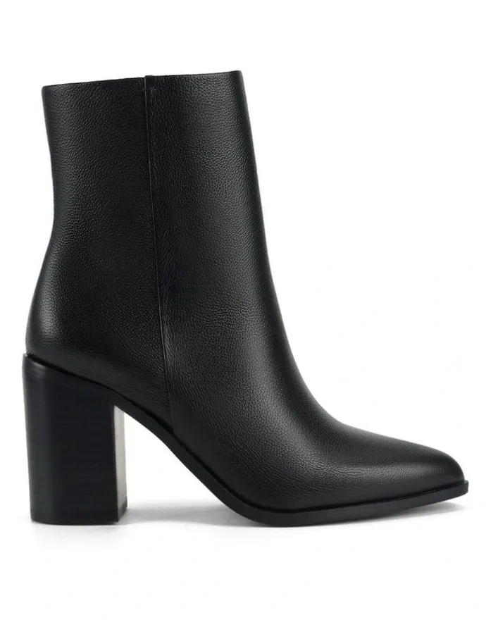 SIREN Ricci Ankle Boots in Black Pebble Leather