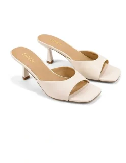 Siren Sadie Heeled Mules - Chalk White Leather