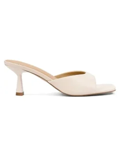 Siren Sadie Heeled Mules - Chalk White Leather