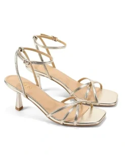 Siren Saxon Strappy Heels - Gold Metallic Leather