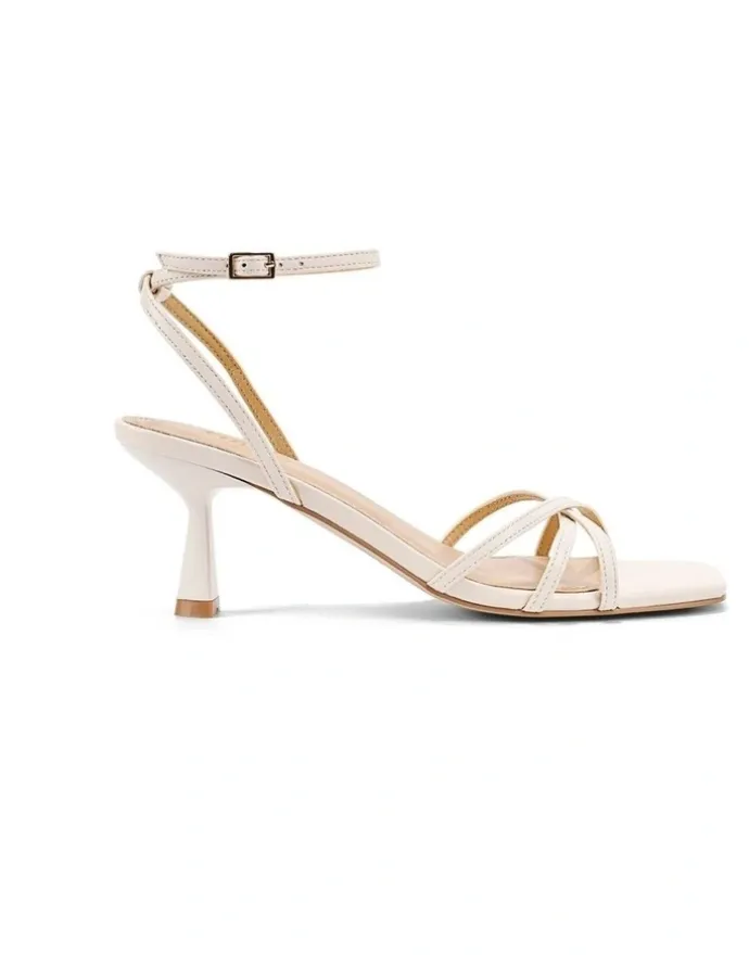 Siren Saxon Strappy Heels - Chalk White Leather