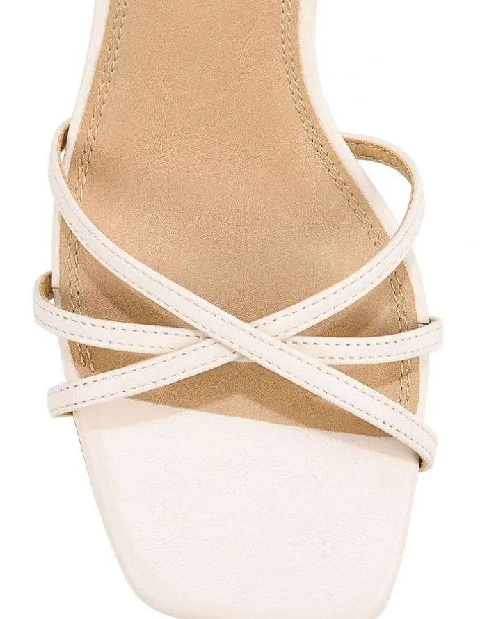 Siren Saxon Strappy Heels - Chalk White Leather