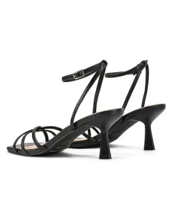Siren Saxon Strappy Heels - Black Leather