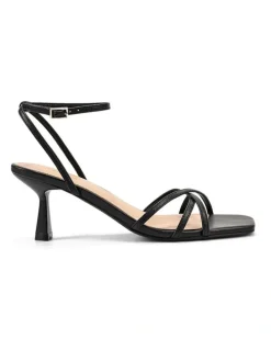 Siren Saxon Strappy Heels - Black Leather