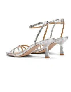Siren Saxon Strappy Heels - Silver Metallic Leather