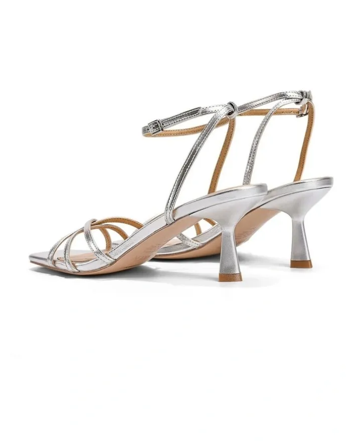 Siren Saxon Strappy Heels - Silver Metallic Leather