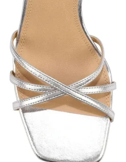 Siren Saxon Strappy Heels - Silver Metallic Leather