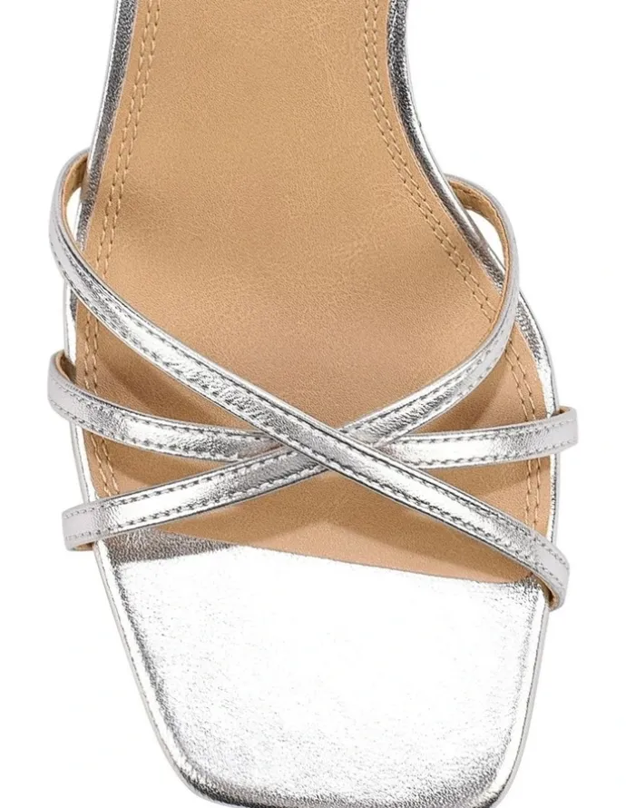 Siren Saxon Strappy Heels - Silver Metallic Leather