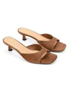 Siren Soleil Heeled Mules - Toffee Brown Suede