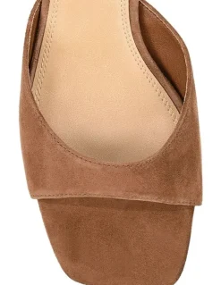 Siren Soleil Heeled Mules - Toffee Brown Suede