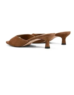 Siren Soleil Heeled Mules - Toffee Brown Suede