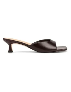 Siren Soleil Heeled Mules - Chocolate Brown Vintage Leather